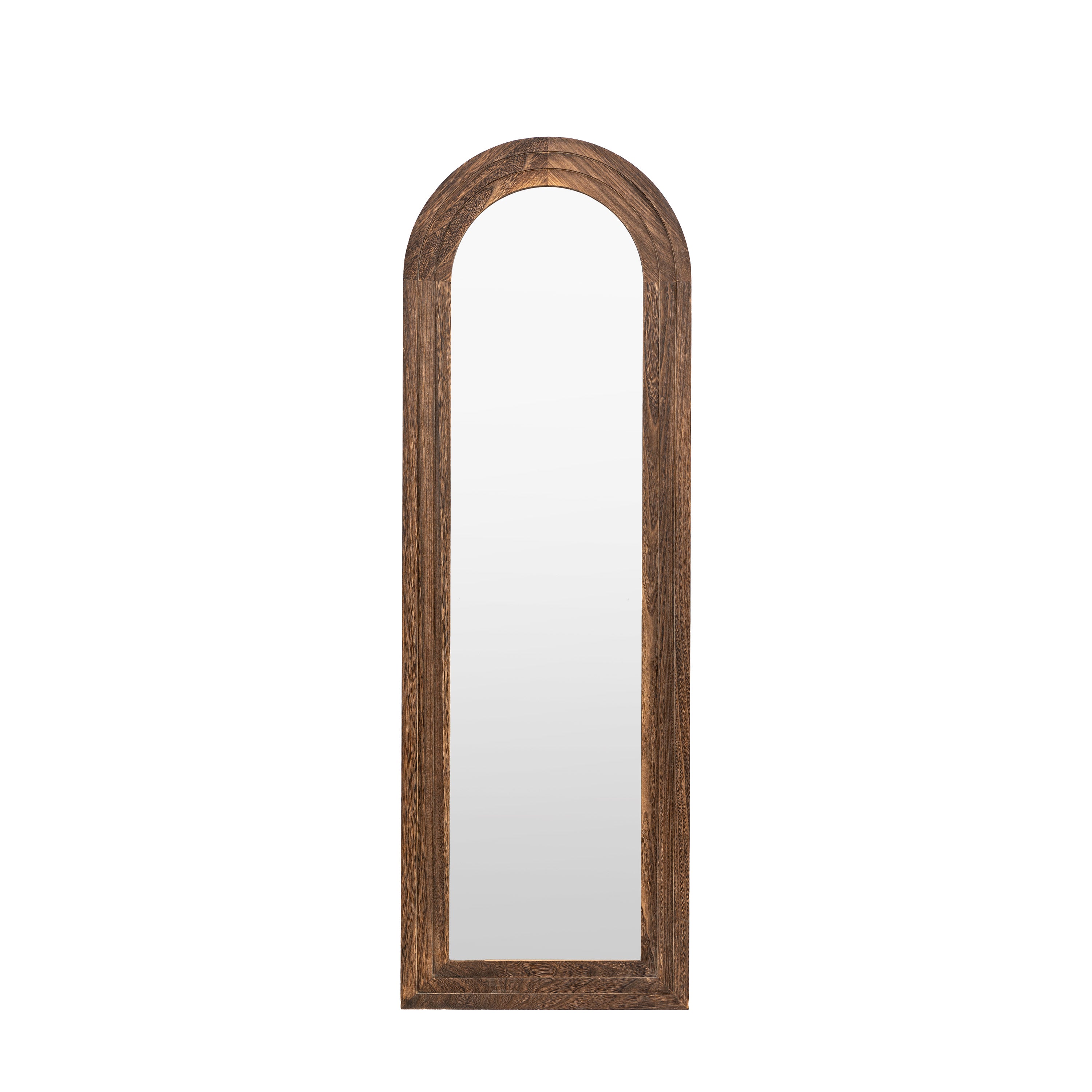 Loretta Arched Dark Brown Wood Full Length Leaner Mirror | Small
